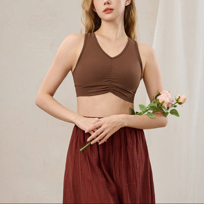 美背 太めストラップ カップ付き ピラティス ブラトップ 2392