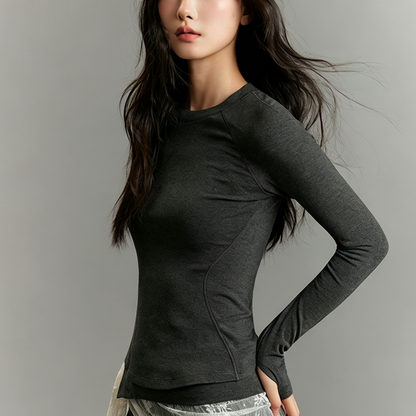 フィットネスサムホール付き長袖Tシャツ 2570
