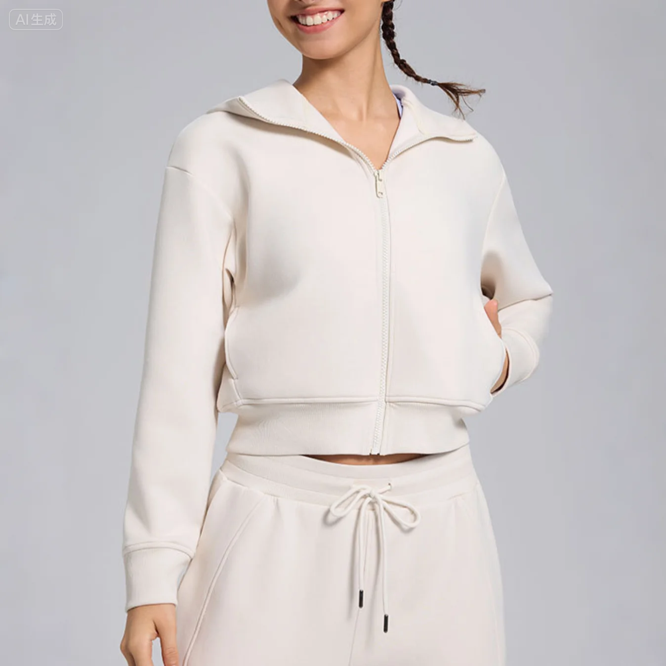 スフレタッチジップアップフリースジャケット 2374