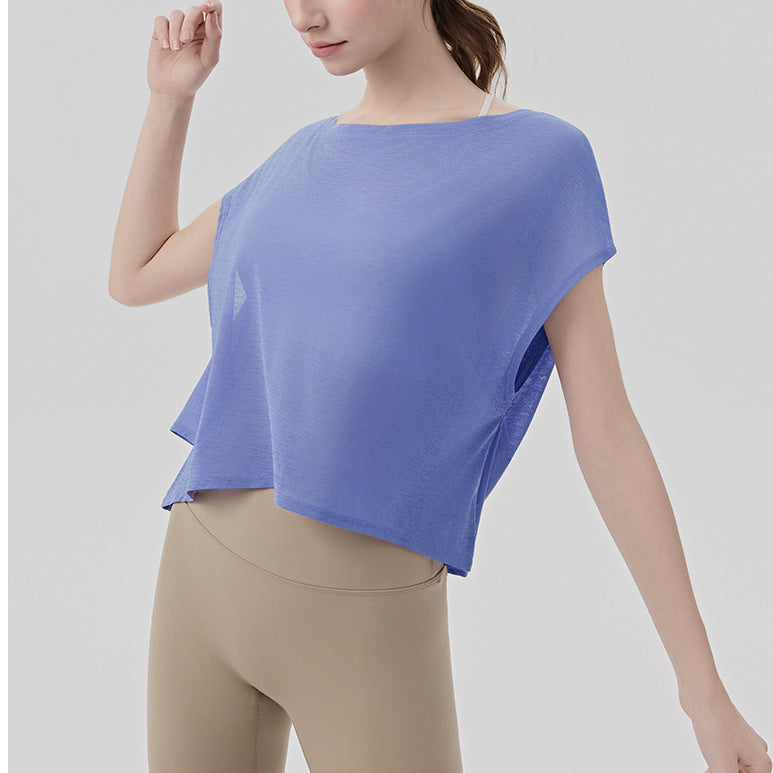 ヨガウェア半袖ゆったり体型カバーフィットネストップス 2461