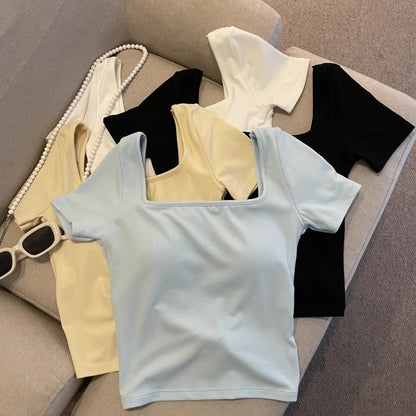 セクシーギャル風背中魅せカップ付き半袖Tシャツ 2545