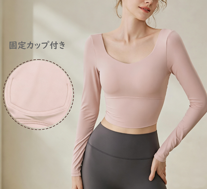 セクシー背中見せメッシュ切替カップ付きトップス 2533