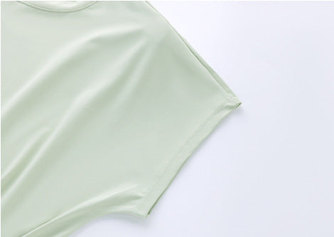 スポーツウェア半袖ショート丈フィットネスTシャツヨガウェアトップス 2459