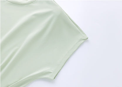 スポーツウェア半袖ショート丈フィットネスTシャツヨガウェアトップス 2459