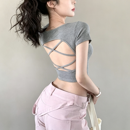 セクシーギャル背中魅せパッド付きTシャツ 2539