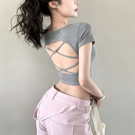 セクシーギャル背中魅せパッド付きTシャツ 2539