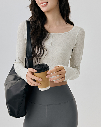 フォレヘンリーネッククロップドヨガトップ 2354