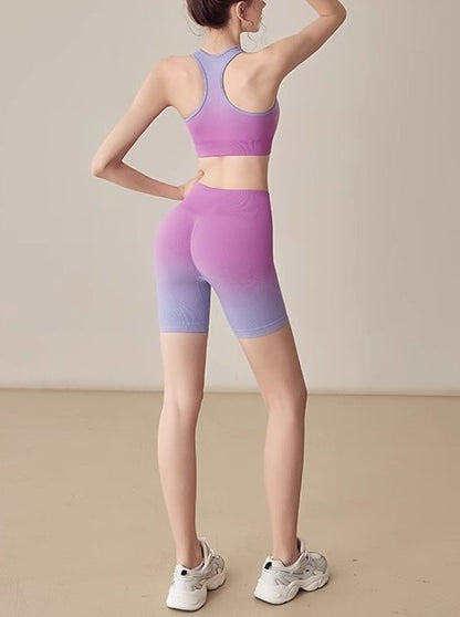 スポーツグラデーションヒップアップスパッツブラトップ上下セット 4113