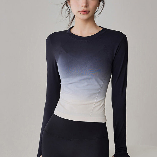 美シルエットグラデーションヨガウェアトップス 2410