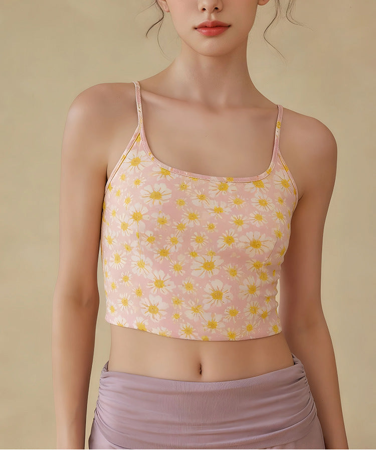 プリントキャミソールヨガウェアブラカップ付きフィットネスブラトップ 2426