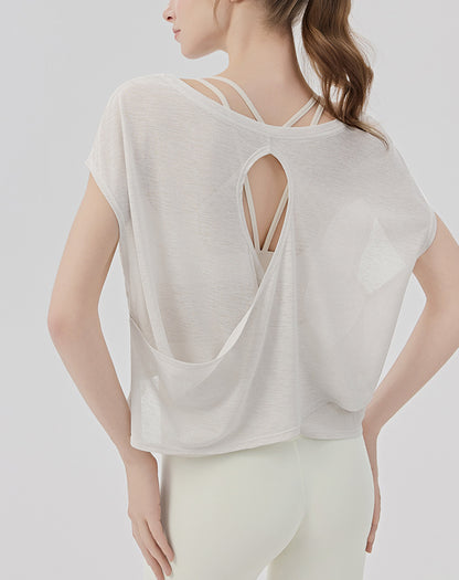 ヨガウェア半袖ゆったり体型カバーフィットネストップス 2461