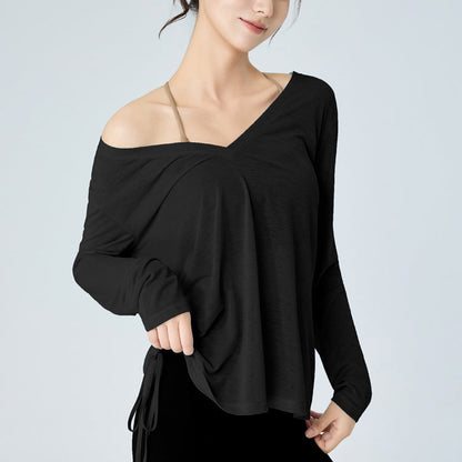 バックオープン2WAYゆったりヨガウェアトップス 2411