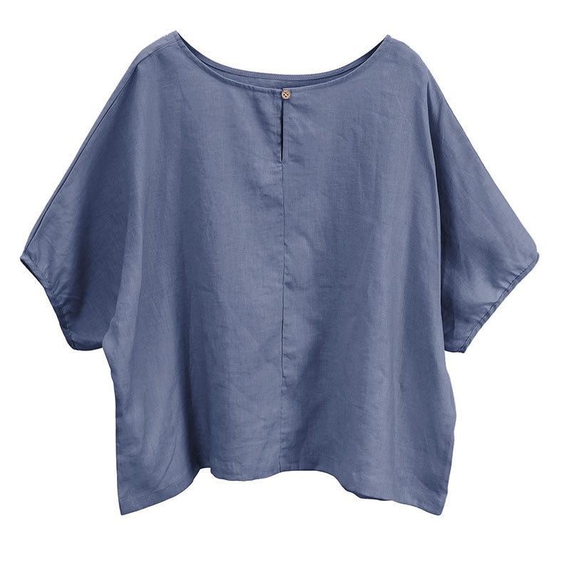 カジュアルリネンゆったりバルーンスリーブTシャツトップス  2475