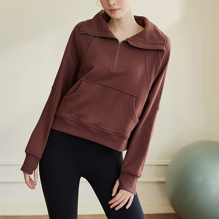 スタンドカラーハーフジッププルオーバー 2367