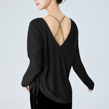 バックオープン2WAYゆったりヨガウェアトップス 2411