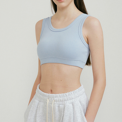 リブ編みクロップドブラタンク 2339