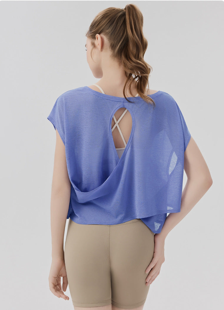 ヨガウェア半袖ゆったり体型カバーフィットネストップス 2461