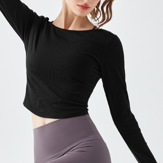 バックツイストラウンドヘムリブカットソー 2366