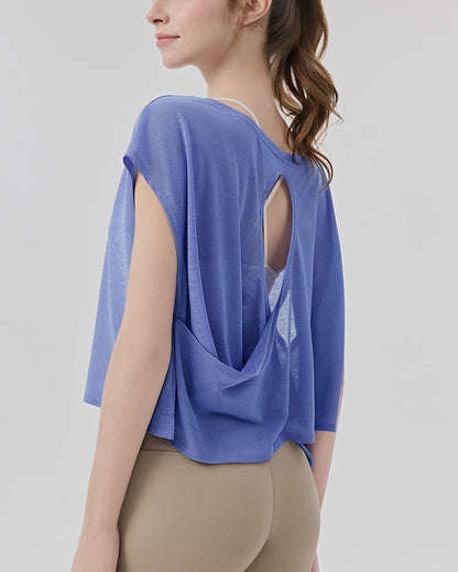 ヨガウェア半袖ゆったり体型カバーフィットネストップス 2461