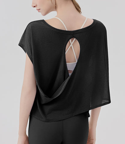 ヨガウェア半袖ゆったり体型カバーフィットネストップス 2461