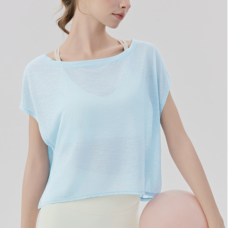 ヨガウェア半袖ゆったり体型カバーフィットネストップス 2461