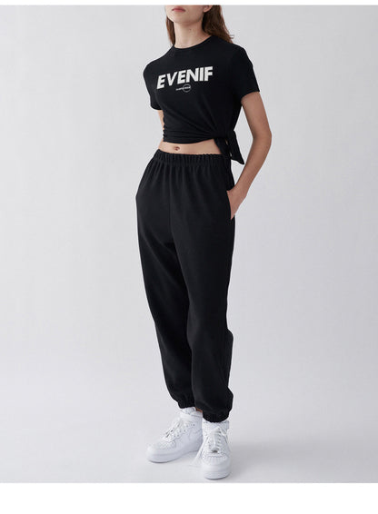 プリント クロップド丈欧米風スポーツ トップス 2397