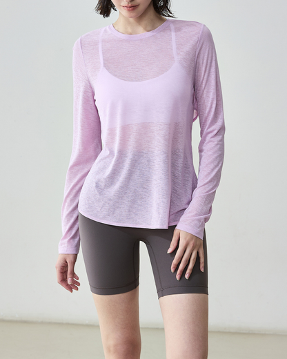 マイレバッククロス杢シアーロングカットソー 2368