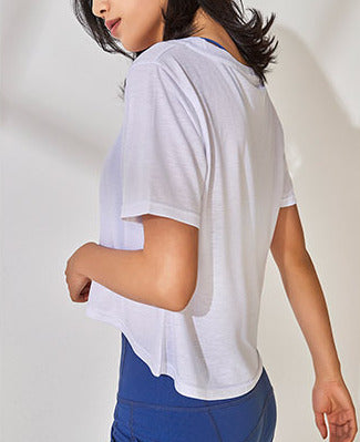 軽量ゆったりVネッククロップド丈スポーツTシャツ 2548