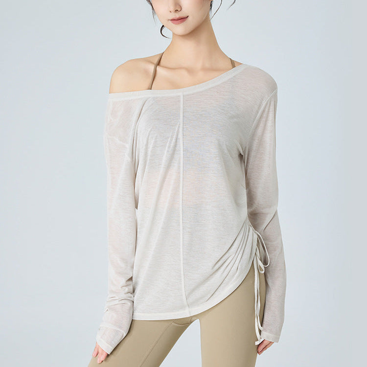 バックオープン2WAYゆったりヨガウェアトップス 2411