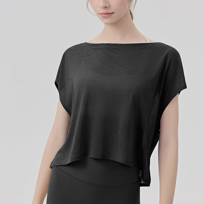 ヨガウェア半袖ゆったり体型カバーフィットネストップス 2461