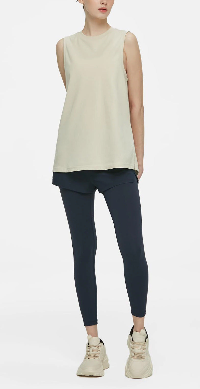 スポーツロング丈ノースリーブ体系カバージムウェアトップス 2458