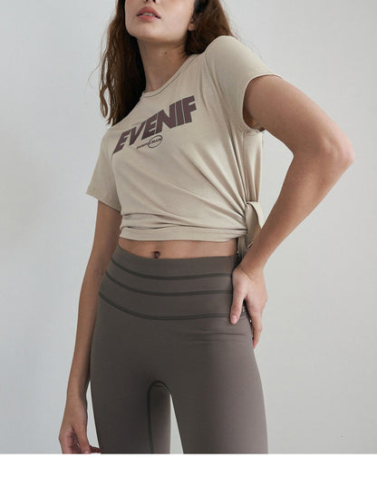 プリント クロップド丈欧米風スポーツ トップス 2397