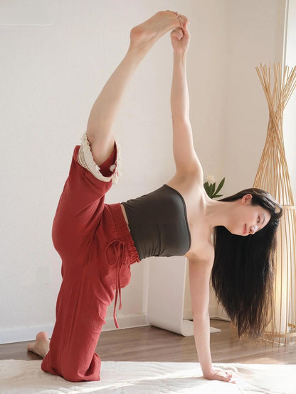 フリル＆タッセル付きベビーコットンヨガパンツ 3138