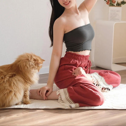 フリル＆タッセル付きベビーコットンヨガパンツ 3138