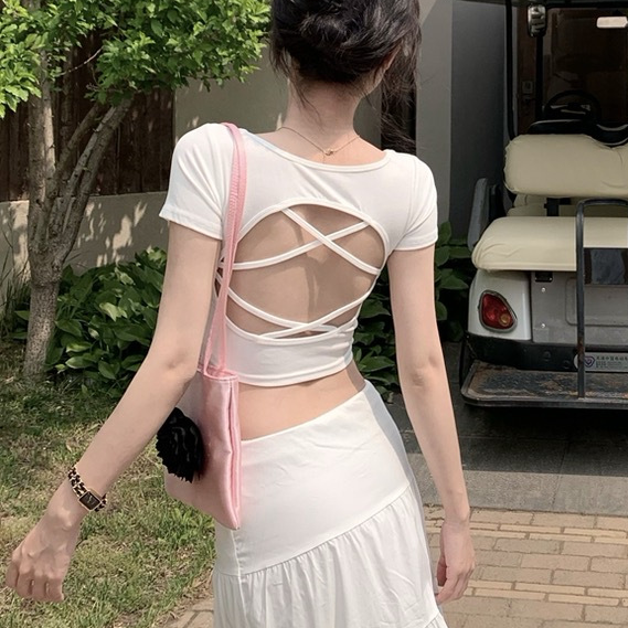 セクシーギャル背中魅せパッド付きTシャツ 2539