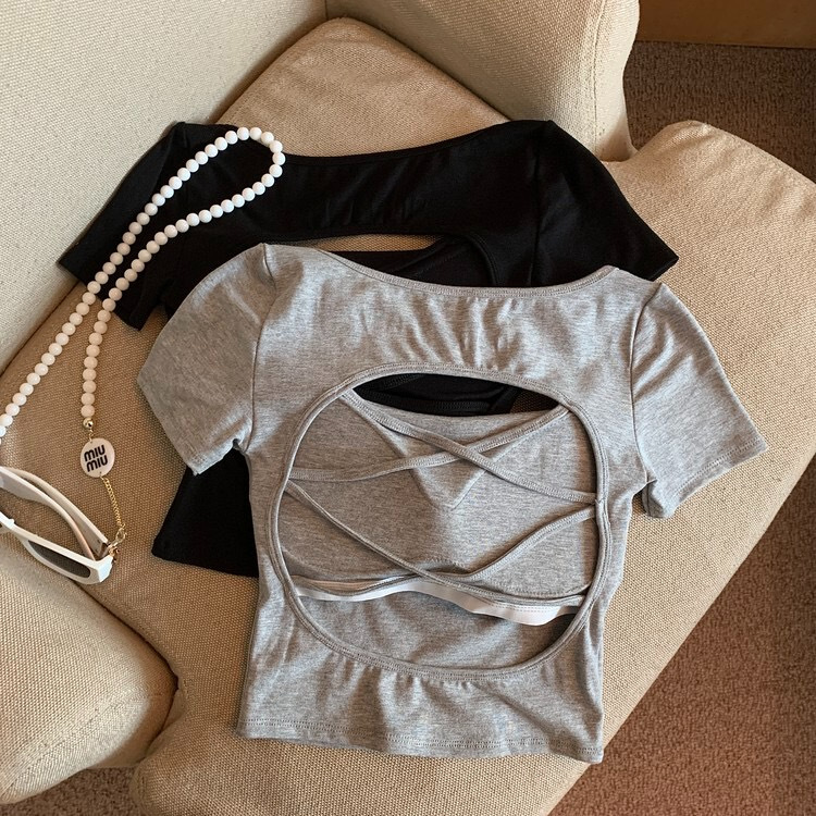セクシーギャル背中魅せパッド付きTシャツ 2539