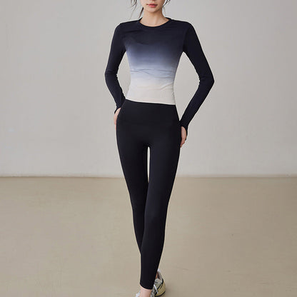 美シルエットグラデーションヨガウェアトップス 2410