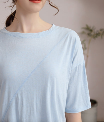 フィットネスゆったりテンセル半袖サイドスリットTシャツ 2471