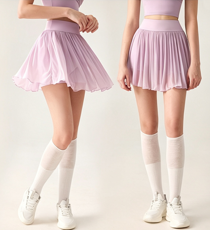ハイウエストフレアインナーパンツ付きテニススカート 3197