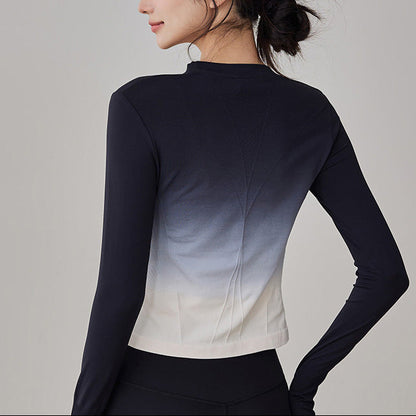 美シルエットグラデーションヨガウェアトップス 2410