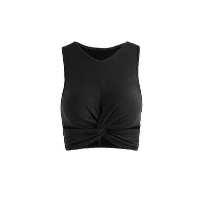 綿混伸縮性フィットネスヨガスポーツタンクブラトップ 2440
