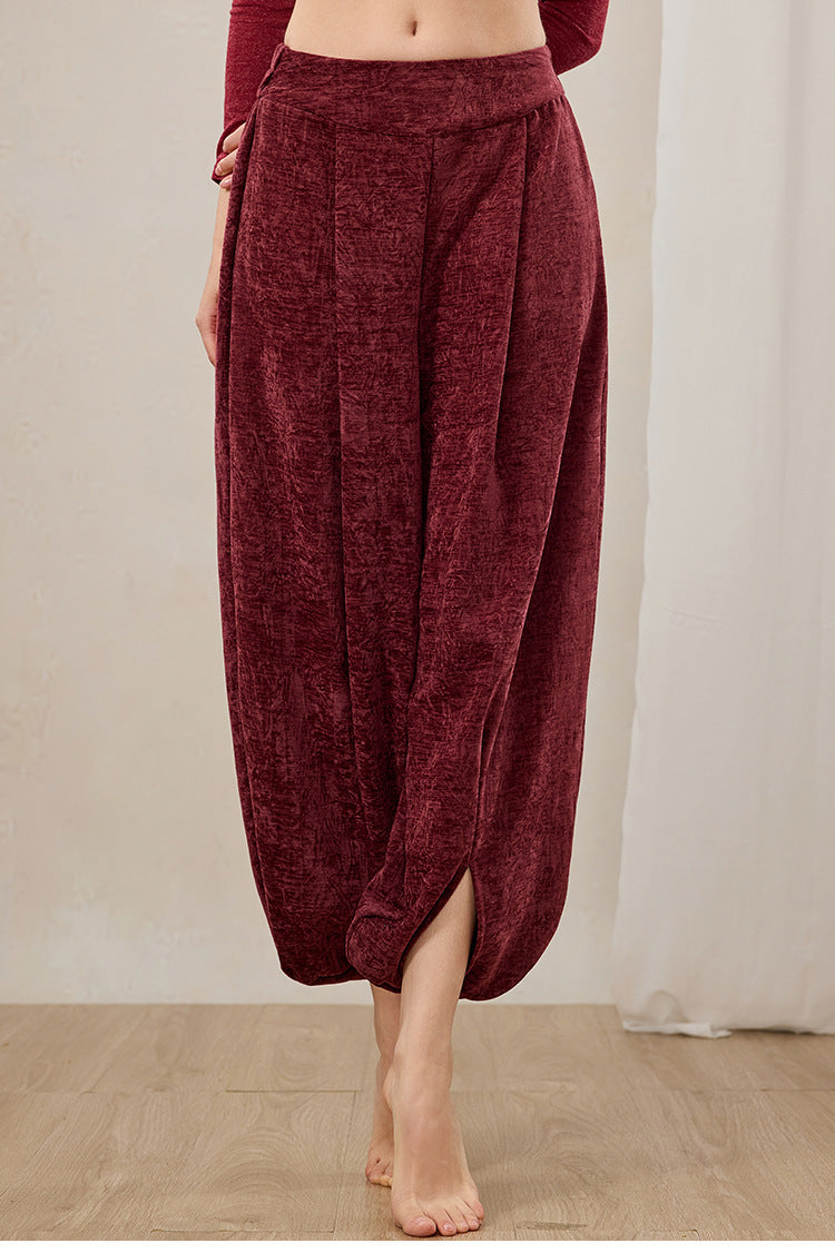 クリスマスレッド瞑想ゆったりバルーンヨガパンツ 3134