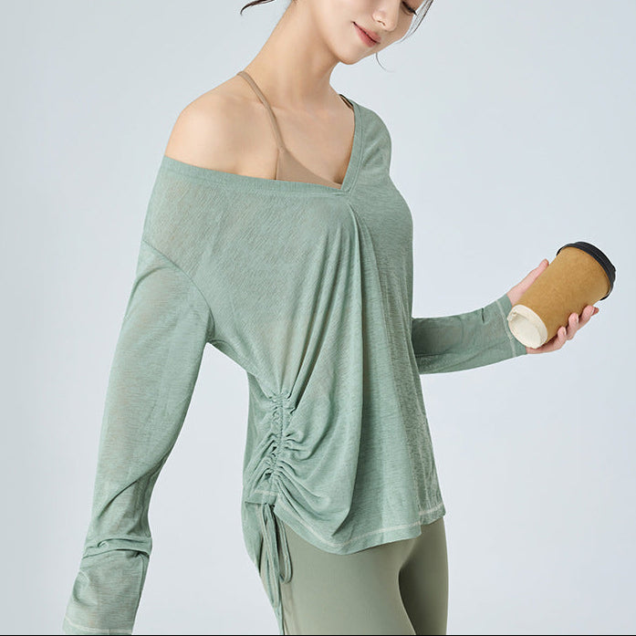 バックオープン2WAYゆったりヨガウェアトップス 2411