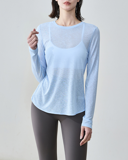 マイレバッククロス杢シアーロングカットソー 2368