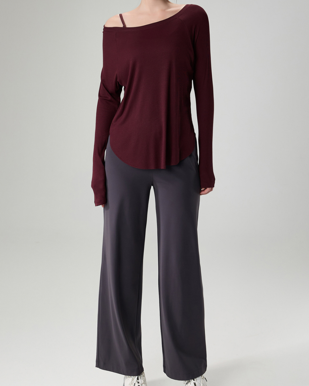 マルボートネックリブニットロングトップ 22551