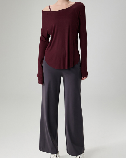 マルボートネックリブニットロングトップ 22551