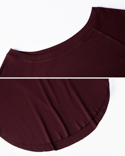 マルボートネックリブニットロングトップ 22551