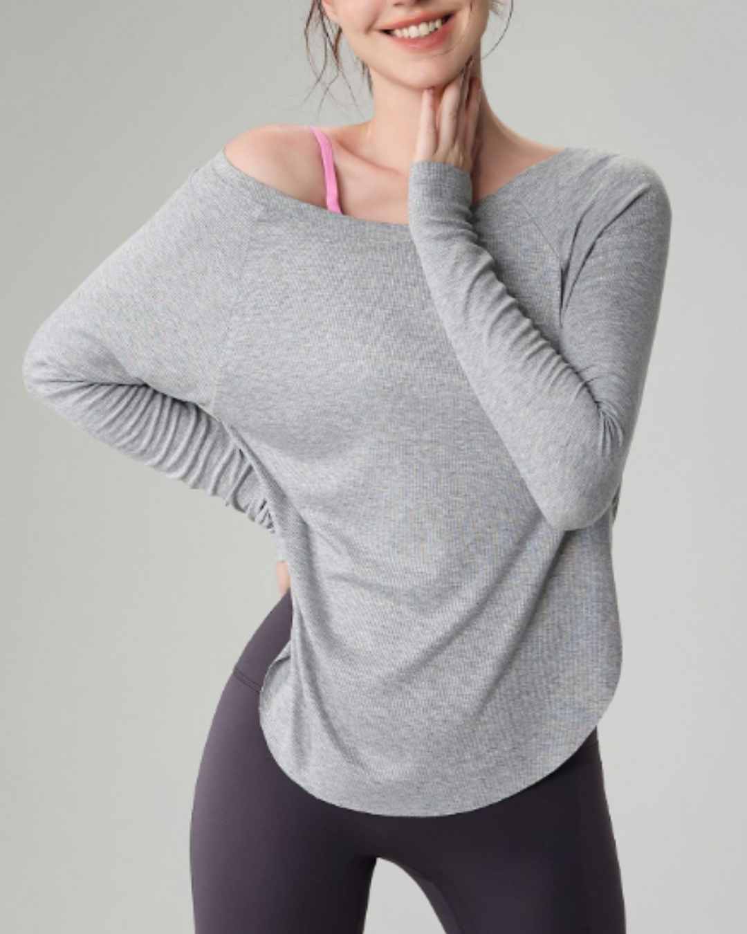 マルボートネックリブニットロングトップ 22551