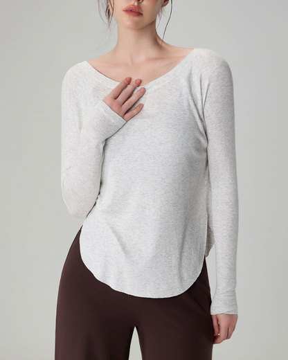 マルボートネックリブニットロングトップ 22551