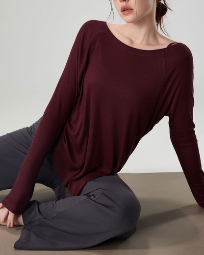 マルボートネックリブニットロングトップ 22551